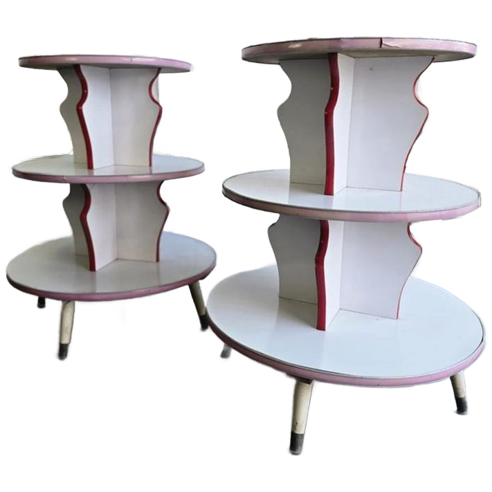 Vintage Ronde Etagere / Winkelrek / Vitrine image 1