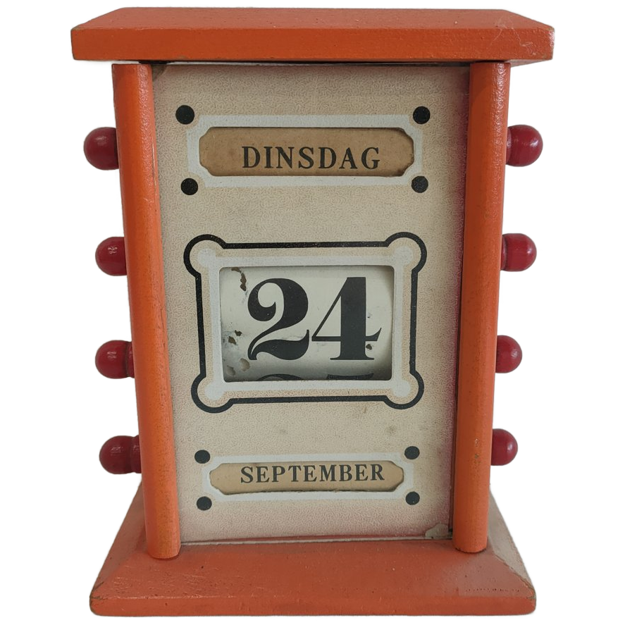 Eeuwigdurende Houten Tafel Kalender Oranje image 1