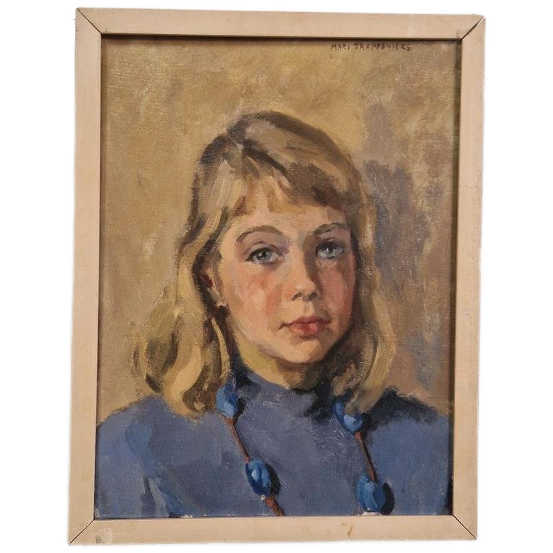 Mari Trappeniers Oud Schilderij Portret Olieverf Op Doek image 1