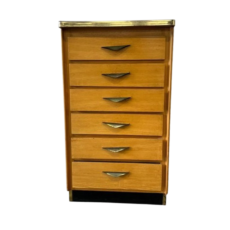 Vintage Mini Houten Ladekast Met Formica Blad image 1