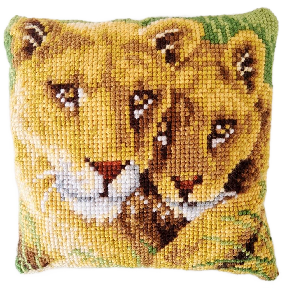 Retro Kussen Wollen Kussen Geborduurd Kussen Leeuwen Leeuw image 1