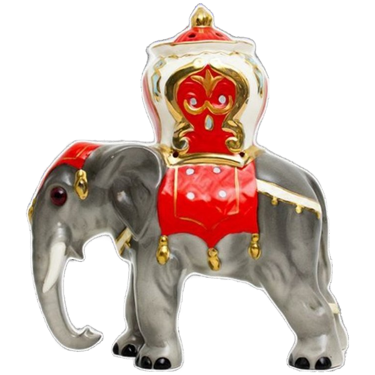 Vintage Hummel Goebel Parfumlamp Olifant Met Rode Zetel (gemerkt) image 1