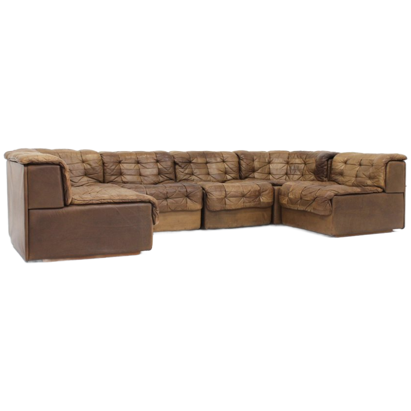 Vintage De Sede Ds 11 Modulaire Bank In Bruin Patchworkleer, Set Van 6 image 1