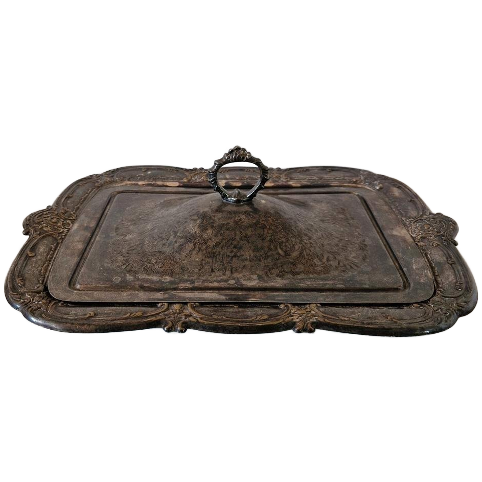 Antieke Serveerschaal Zilverkleurige Schaal Bord image 1