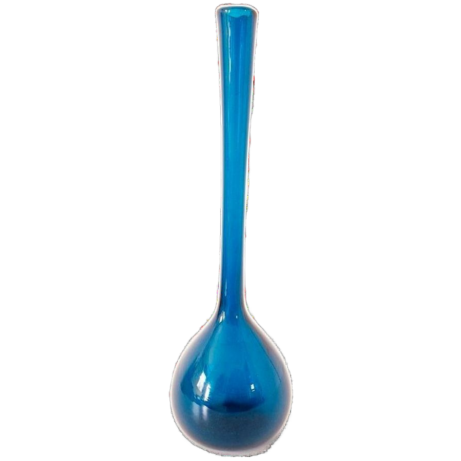 Vintage Petrol Blauwe Glazen Vaas Fles Vaasje Jaren 60 image 1