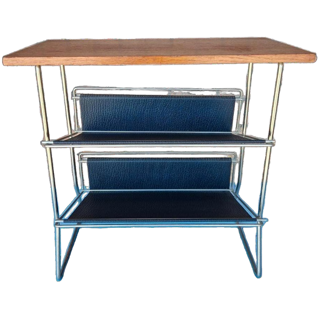 Vintage Lectuurtafel Lectuur Magazine Rek Krantenbak Design image 1