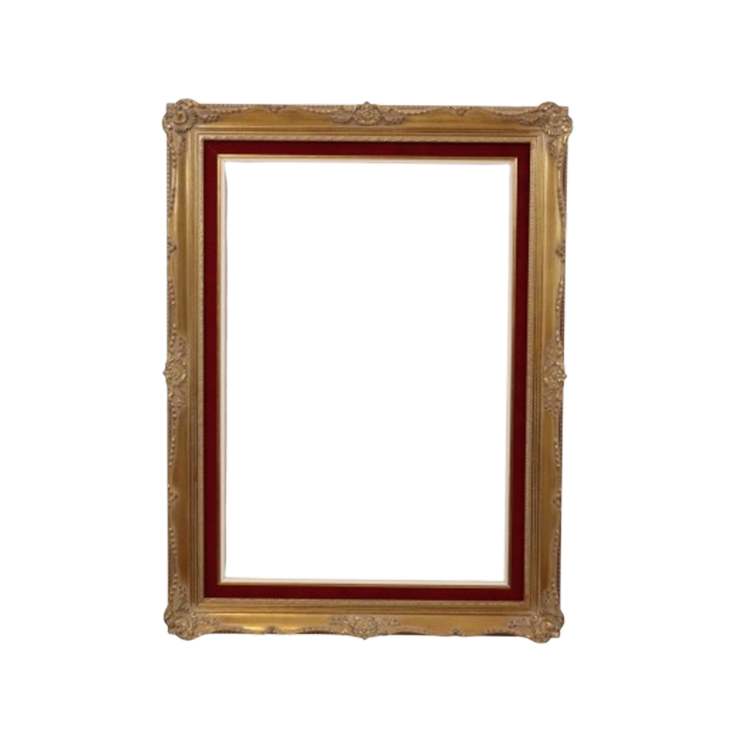 Vintage Vergulde Lijst Barok Stijl Rood Fluweel Klassiek 76x56cm image 1