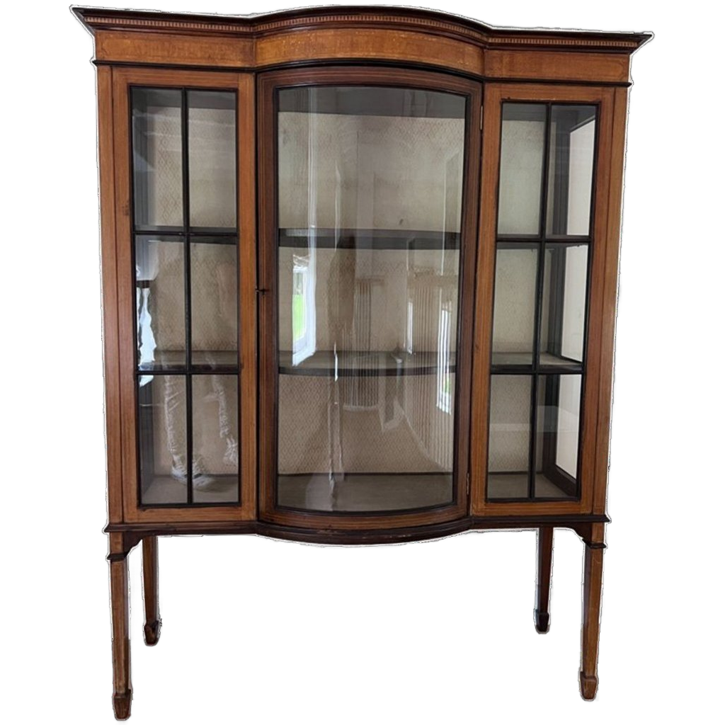 Antiek Engels Mahonie Vitrinekast Met 1 Deur, Met Bol Glas, 122 Cm Breed image 1