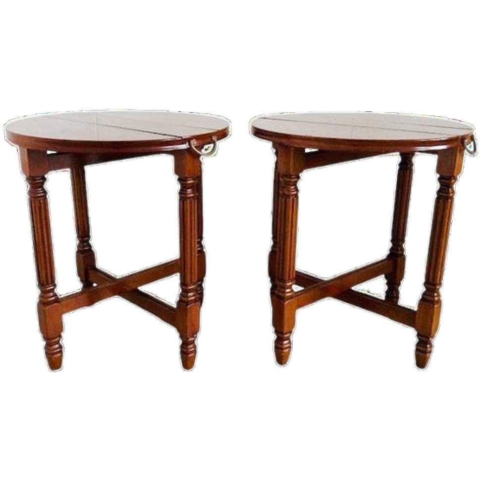 Set Hangoor Bijzettafeltjes Engelse Stijl Gelakt Vruchtenhout 1950 image 1