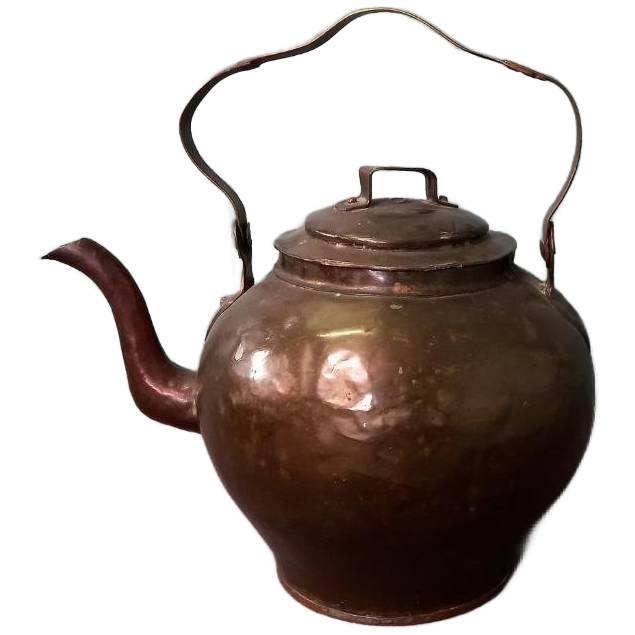 Schitterende Antieke Koperen Gehamerde Appelketel image 1