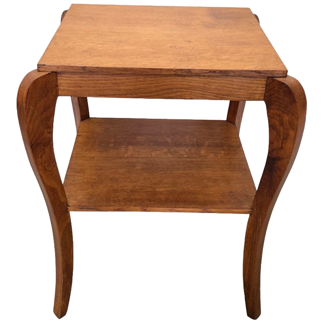 Frans Art Deco Eiken Bijzettafel, Jaren 30 image 1