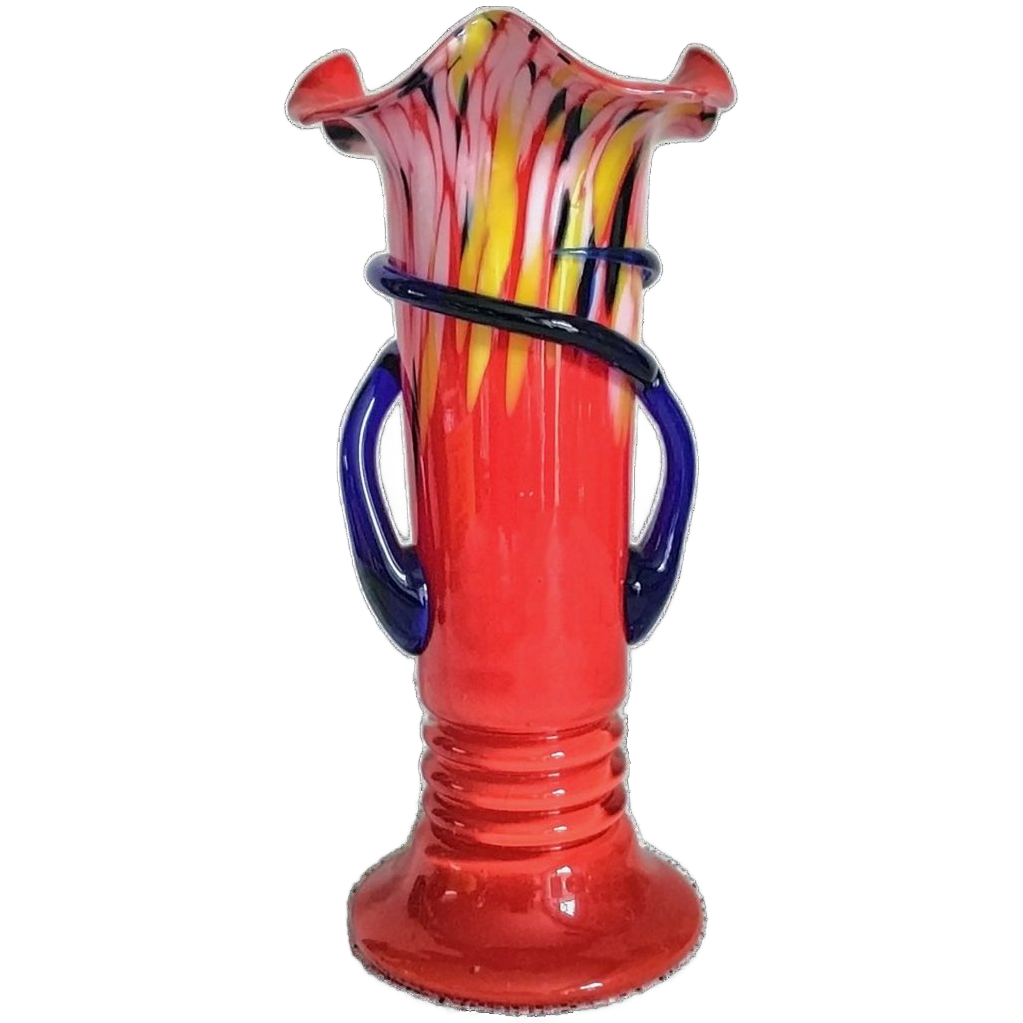 Prachtige Vintage Vaas Tsjechisch Spatterglas image 1