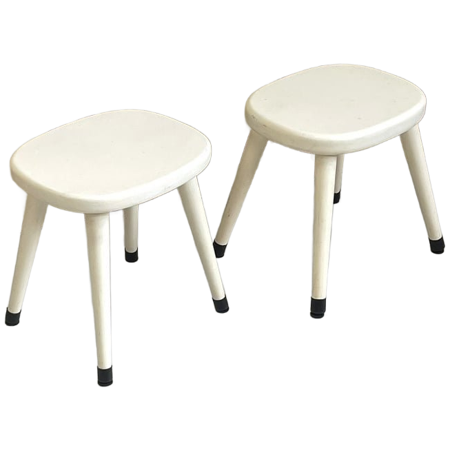 Vintage Schoolkrukje Wit Bijzettafel Retro image 1