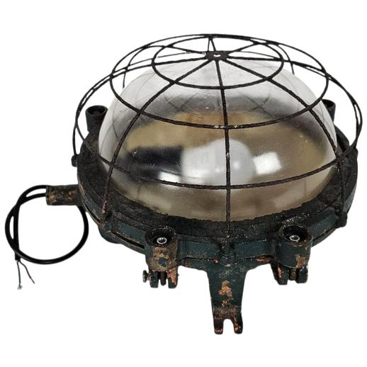 Industriële Gietijzeren Kooilamp - Muurlamp - Buitenlamp - Gal - Frankrijk - 50's image 1