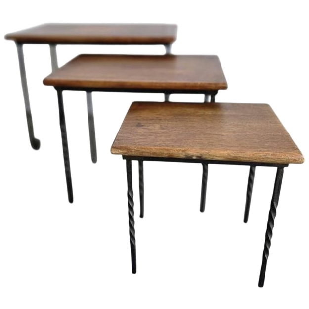 Set Van 3 Vintage Nesting Tables / Bijzettafeltjes image 1