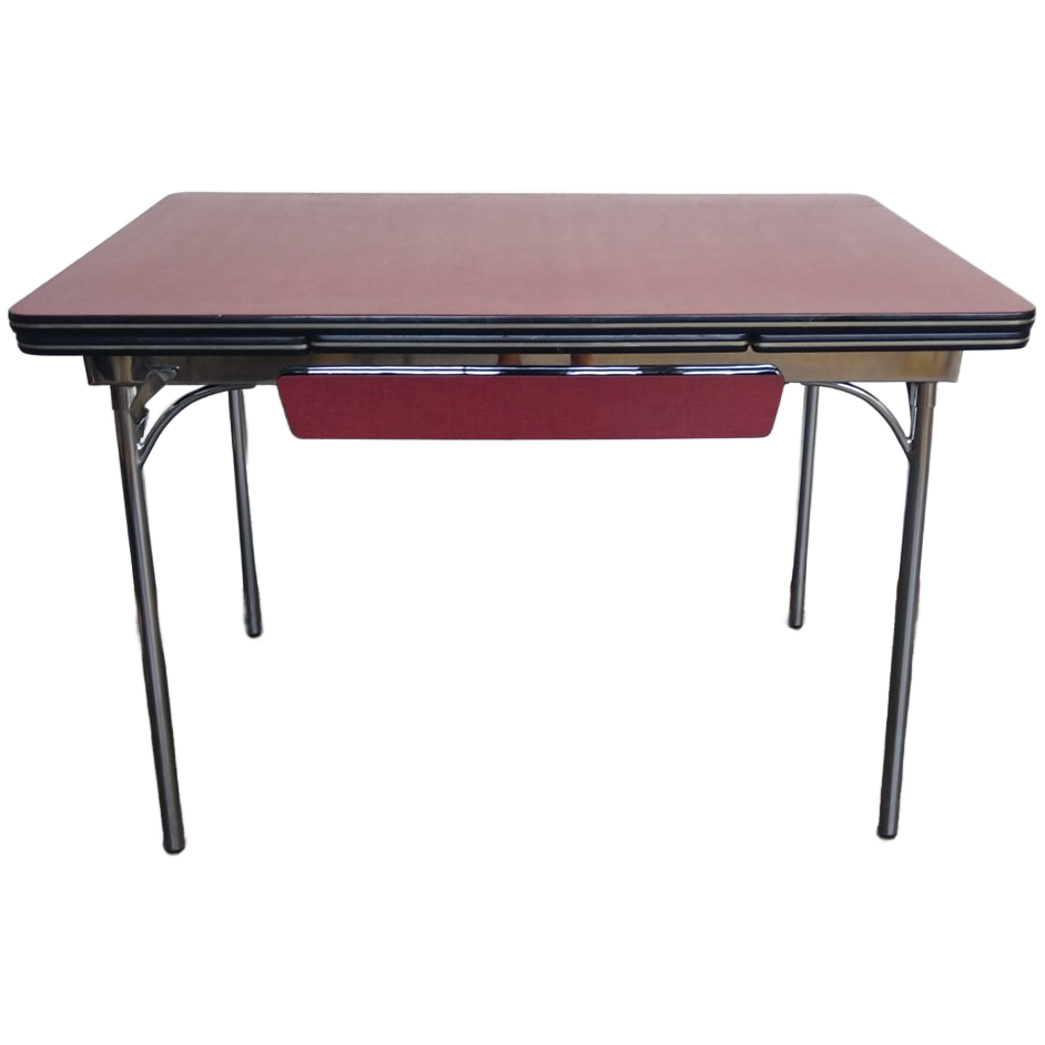 Uitschuifbare Tafelblad Met Besteklade Van Rood Formica image 1