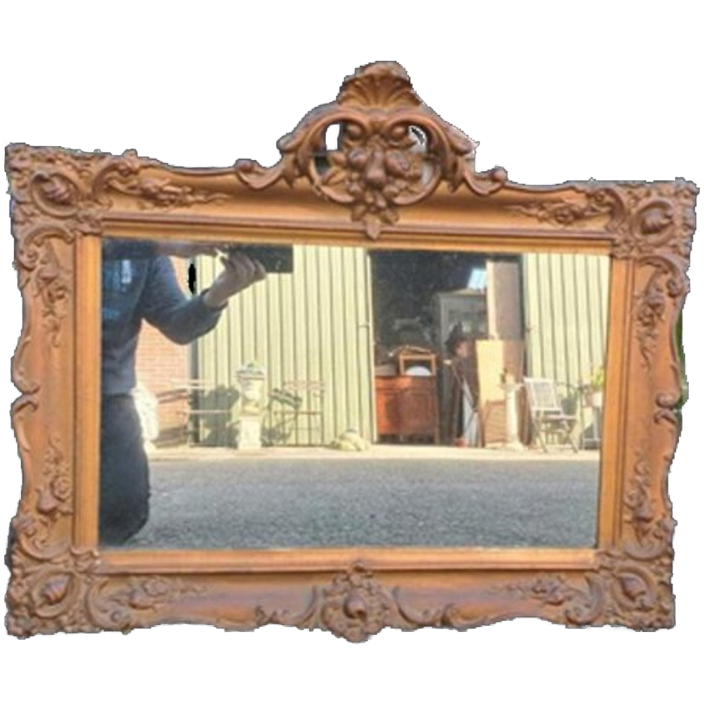 Oude Handgemaakte Kuif Spiegel Afm 86x 60cm image 1