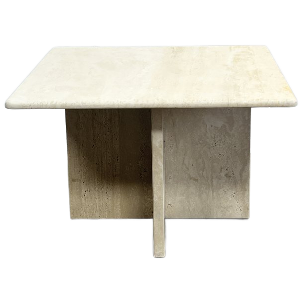Vintage Travertin Salontafel, Vierkant, Italië 1970's image 1