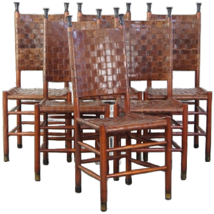 Set Van 6 Schuitema Eetkamerstoelen Uit De Shaker Collectie Met Gevlochten Leren Zitting image 1