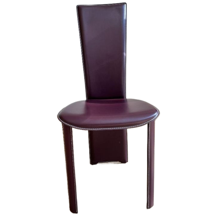 Set Van 4 Frag Italia Eetkamerstoelen – Aubergine Leer image 1