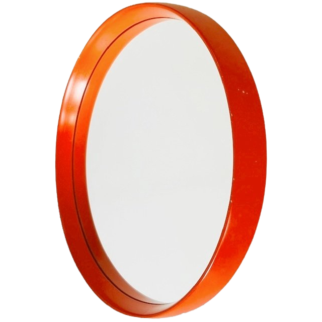 Mid-century Space Age Spiegel Oranje Hout O.w. Hack 1960’s image 1