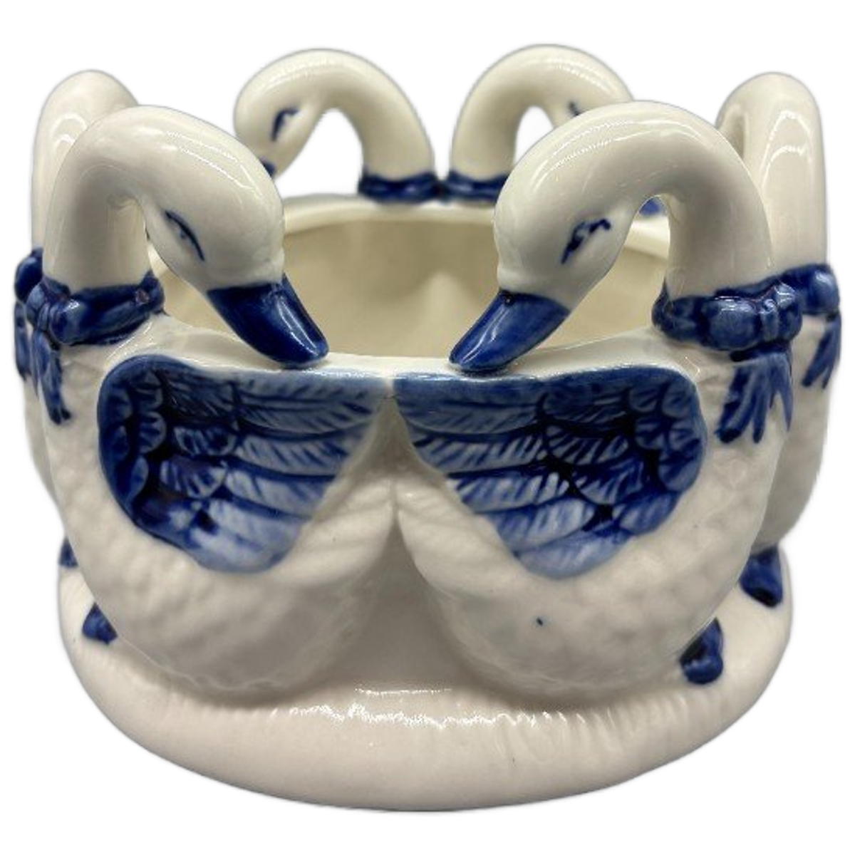 Bloempot Ganzenring Blauw/wit image 1