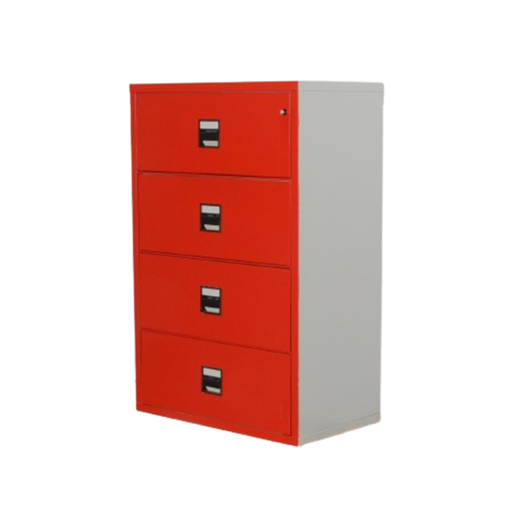 Officenow Dossierkast, Rood/Lichtgrijs, 145 X 95 Cm, 4 Laden, A4 + Folio, Brandkast image 1