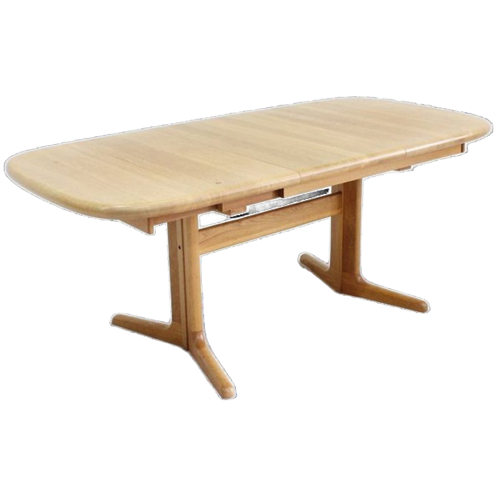Vintage Deense Ovalen Uitschuifbare Eettafel Tafel Massief Hout image 1
