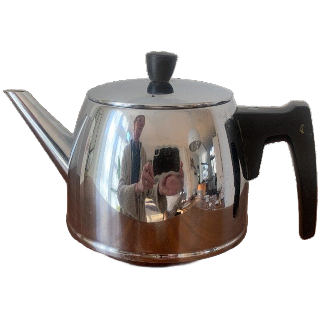 Vintage Nederlandse Dubbelwandige Chromen Theepot Gemaakt Door Bredemeijer In De Jaren Zestig! image 1