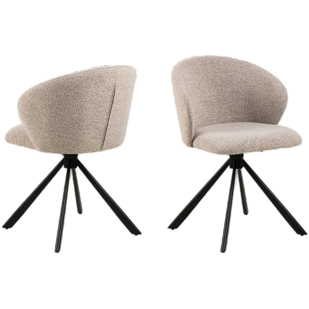 Koro Eetkamerstoel - Set Van 2 - Beige Bouclé image 1