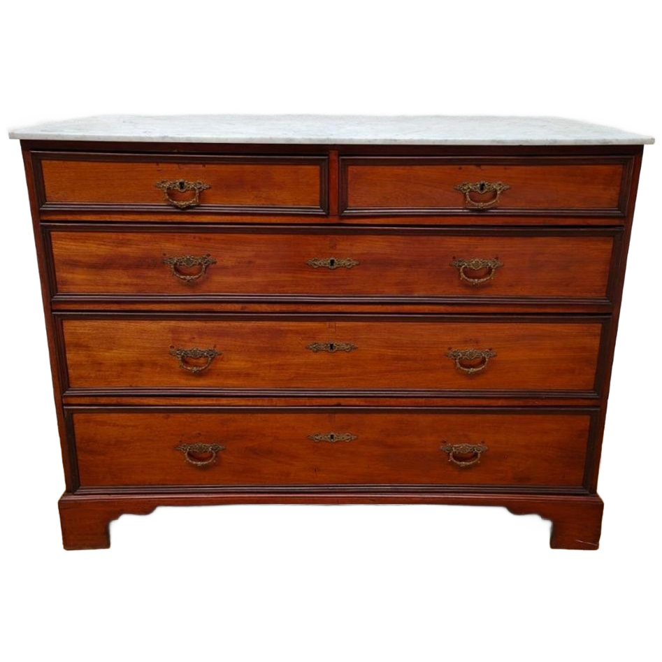 Vintage Antiek Dressoir Commode Ladekast Badkamermeubel Met Marmer Blad 704 image 1