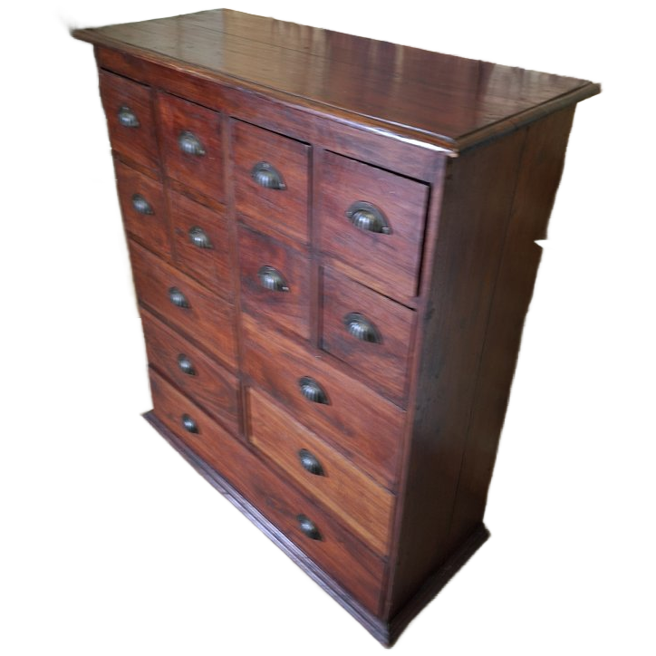 Antieke Geleefde Mahoniehouten Ladenkast, Apothekerskast Archiefkast Afm. 90x37cm En 103cm Hoog. image 1