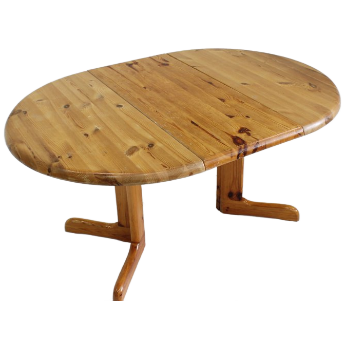 Vintage Deense Ronde Uitschuifbare Eettafel Pine Wood Jaren 60 image 1