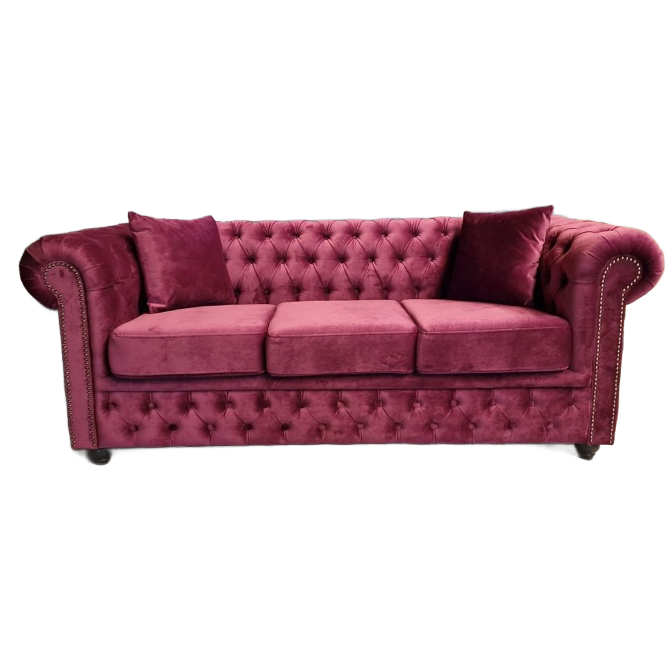 Chesterfield Brighton Fluweel – 3-seater – Paars/roze image 1
