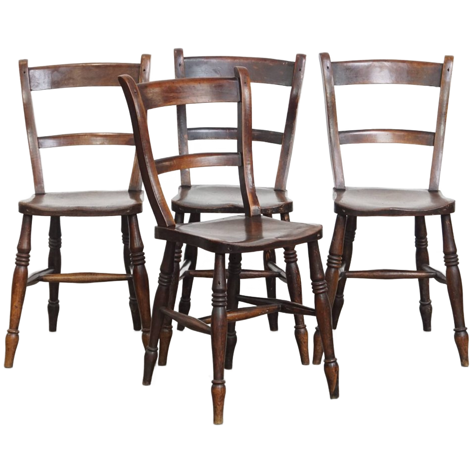 Tijdloze Stijlvolle Set Van 4 Antieke Engelse Oxford Eetkamer/ Keuken Stoelen image 1