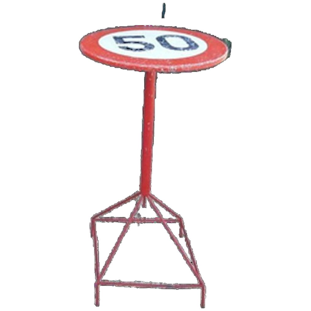 Vintage Sta Tafel 50 Km Verkeersbord Ø 60 Cm Tuinfeest Party image 1