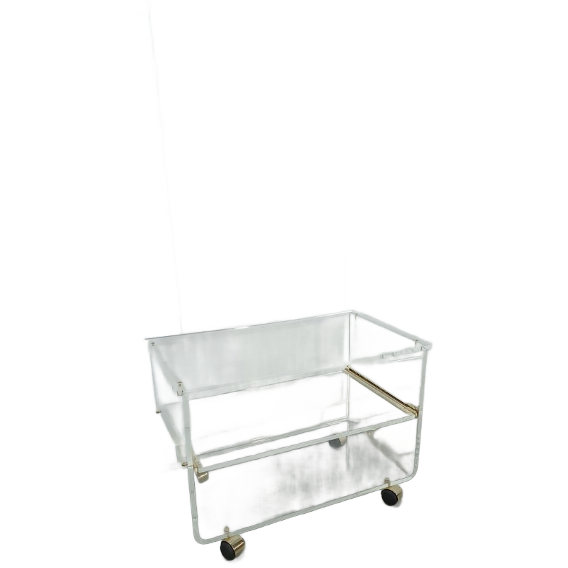 Space Age Plexiglas Trolley Met Messing, Tv Meubel image 1