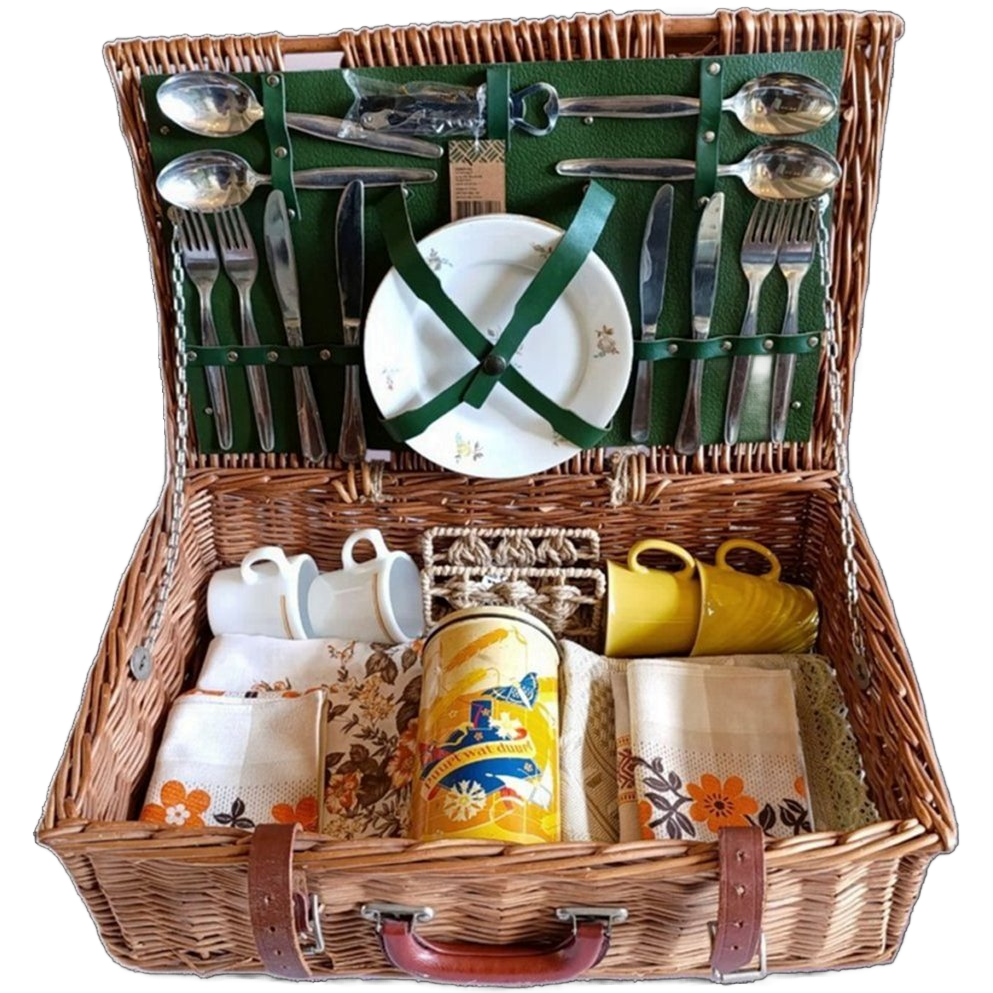 Vintage Picknickmand Van Optima England, Uniek & Duurzaam Gerestyled image 1