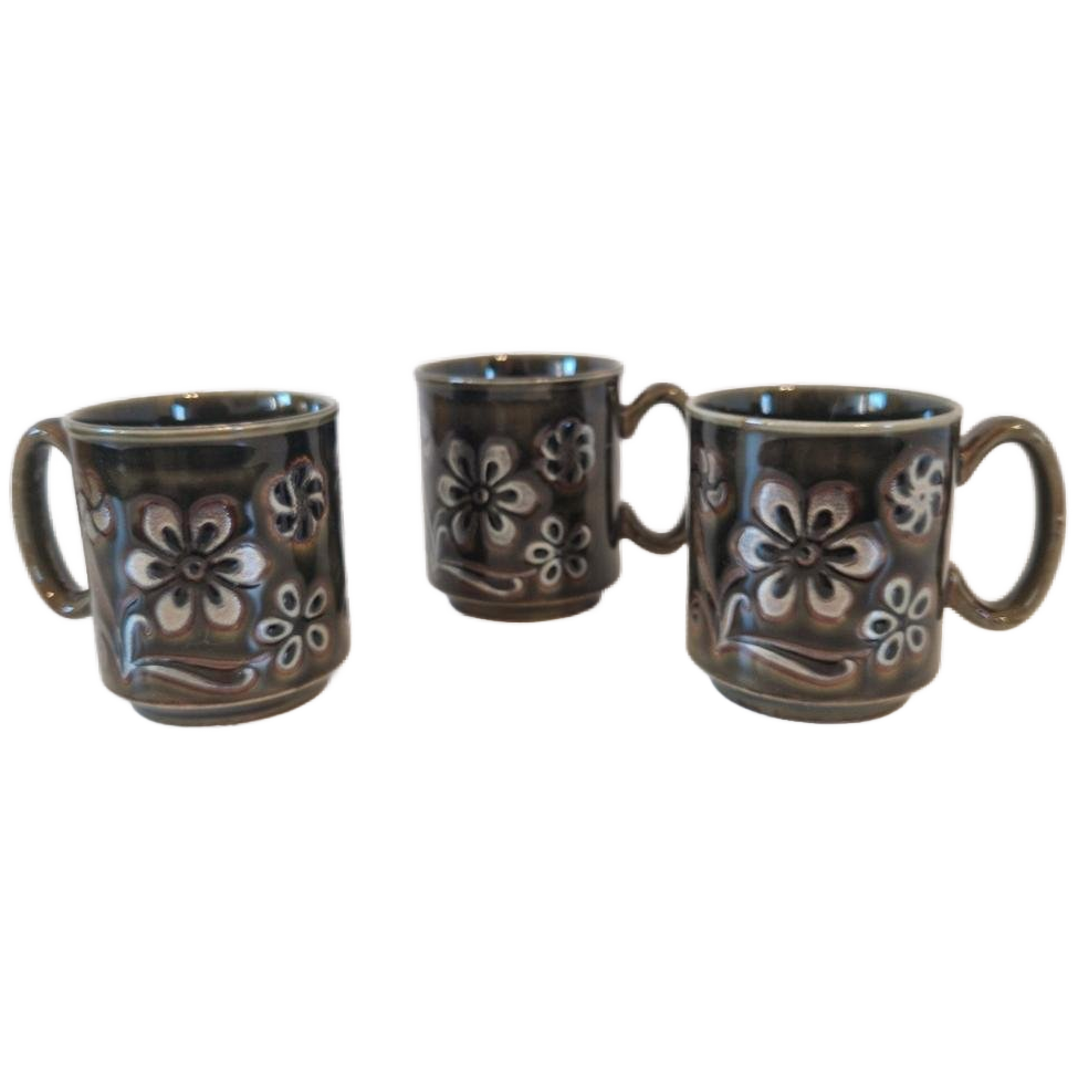 Set van 4 vintage koffiekopjes van helder glas in reliëf met Set van 4 vintage koffiekopjes van helder glas in reliëf met
