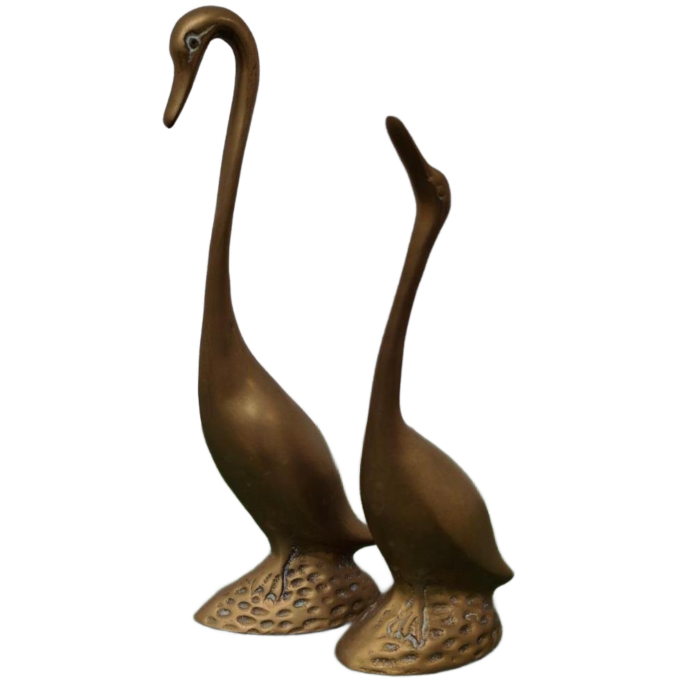 Vintage Messing Beeld Zwanen Of Ganzen, Rosenthal Netter image 1
