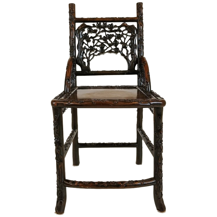 Antieke Chinese Padouk Houten Stoel image 1