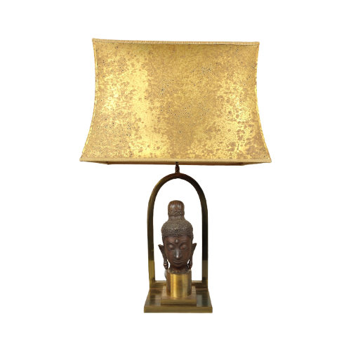 Tafellamp Met Bronzen Boeddha Hoofd image 1