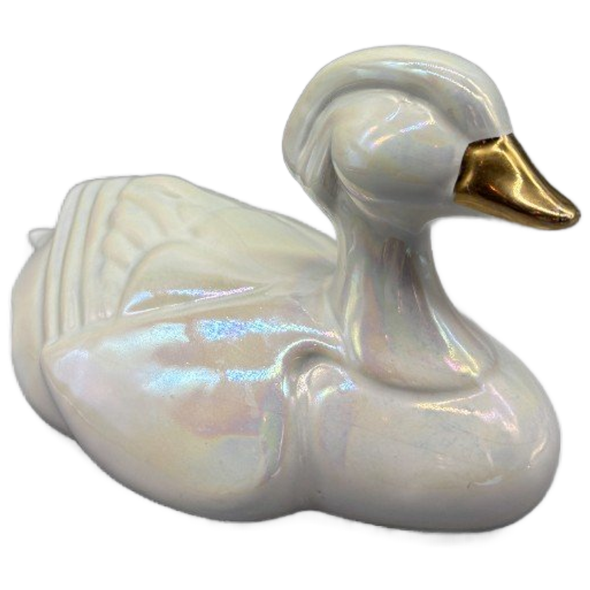 Art Deco Parelmoer Porseleinen Eend Wit Goud image 1