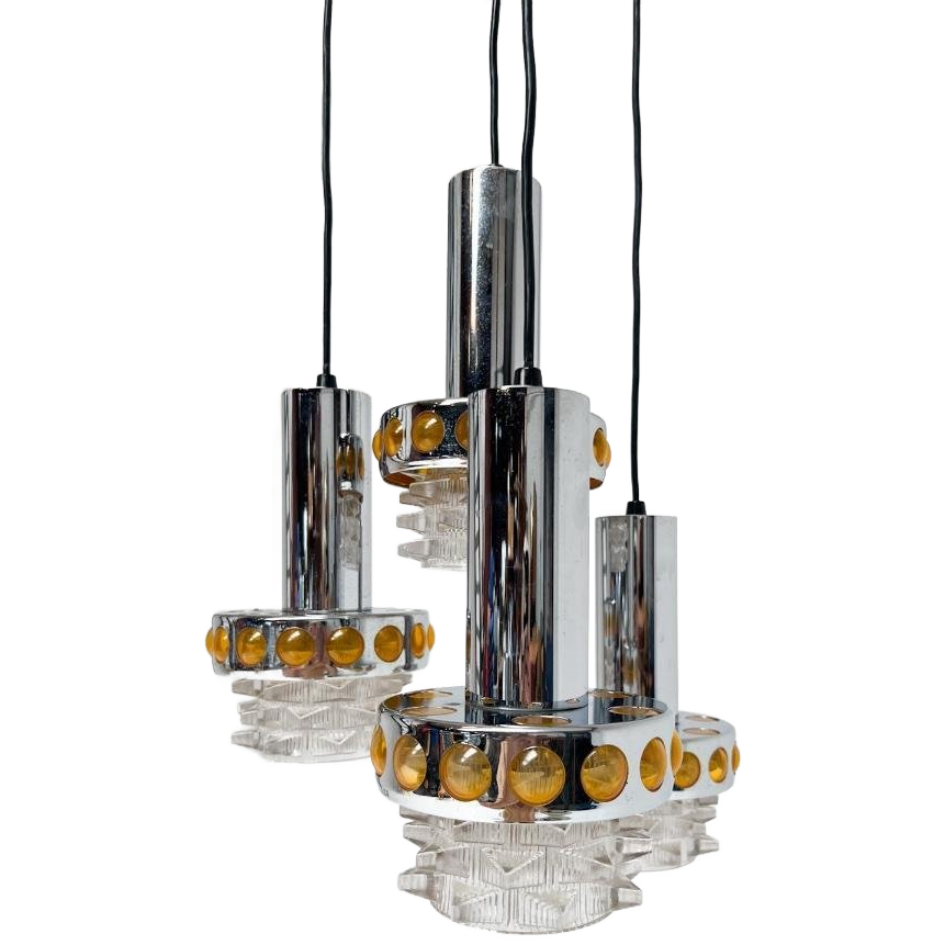 Massive Cascade Kroonluchter Met 4 Lichtpunten, 1970's image 1