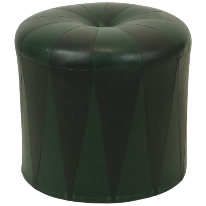 Ronde Vintage Groene Zwarte Poef Tweekleurig Skai Sixties image 1