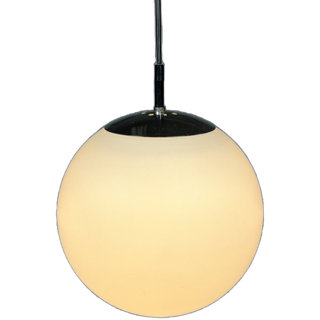 Vintage Raak Hanglamp / Bollamp, B1153 "ochtendnevel" image 1