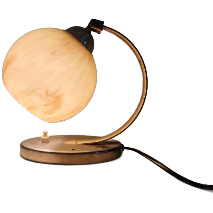 Art Deco Bauhaus Tafellamp Gemarmerd Glas image 1