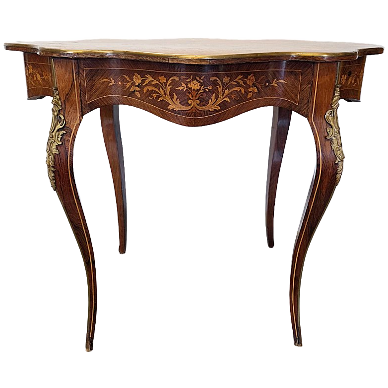 Antiek Franse Louis Xv Stijl Tafel Met Lade, Eind 19e Eeuw image 1