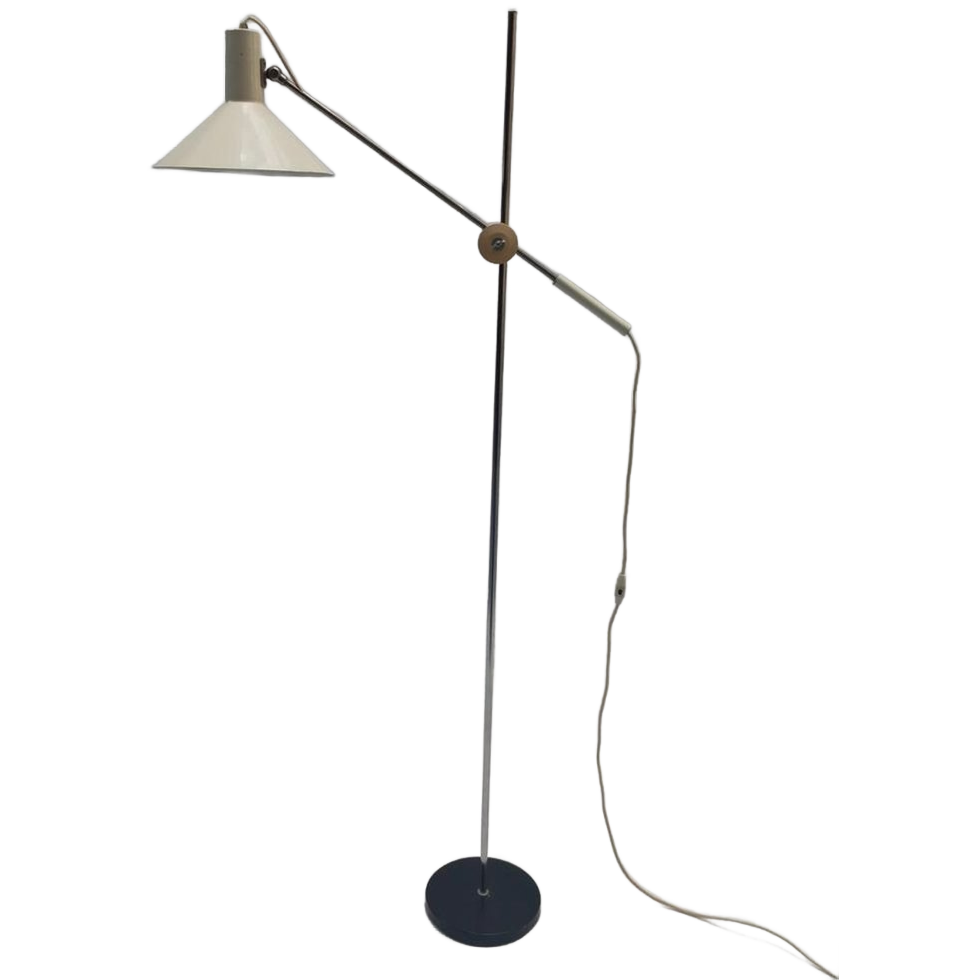 Vintage Staande Hengellamp Gepo Vloerlamp Wit Metaal Anvia image 1