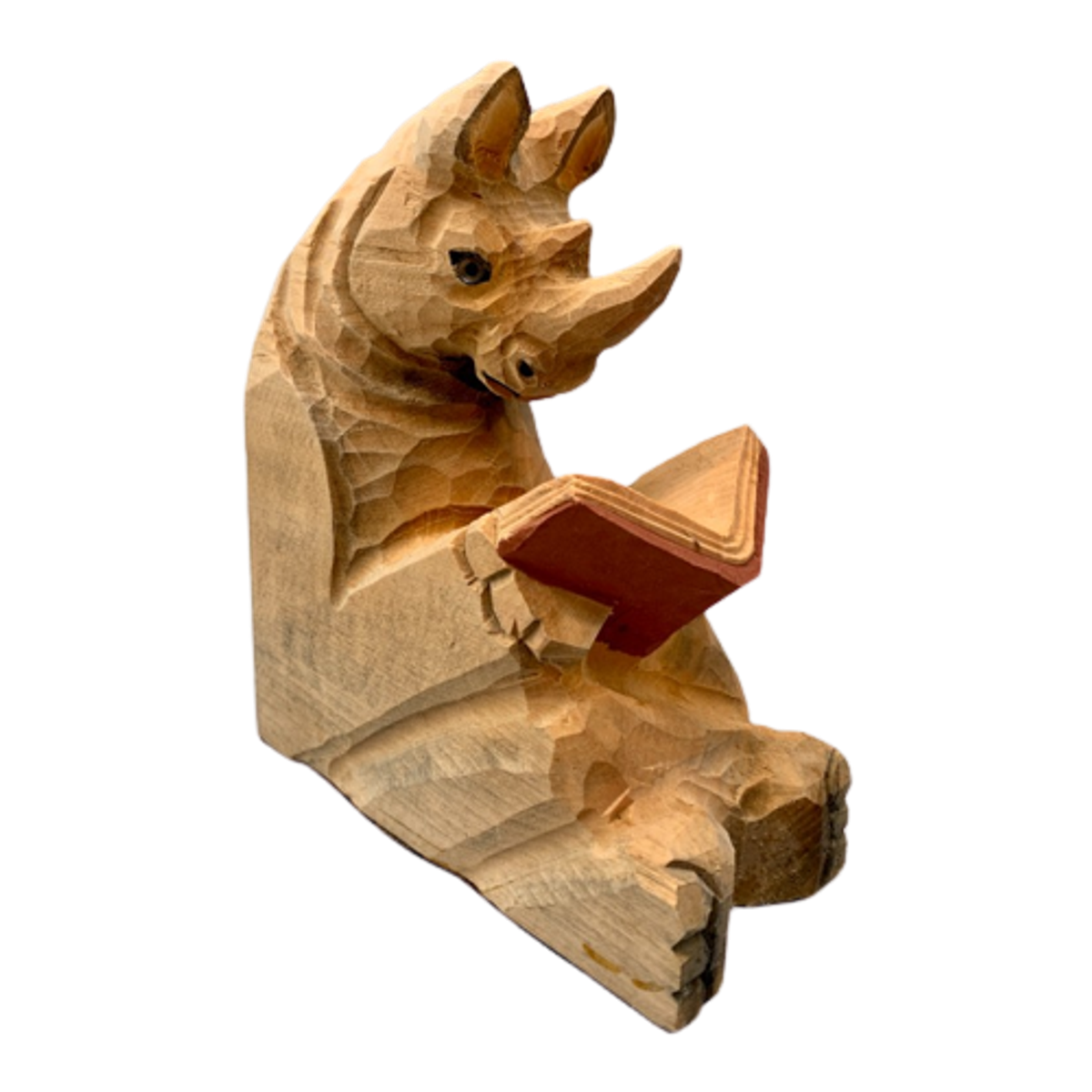 Vintage Boekensteun Neushoorn Hout image 1